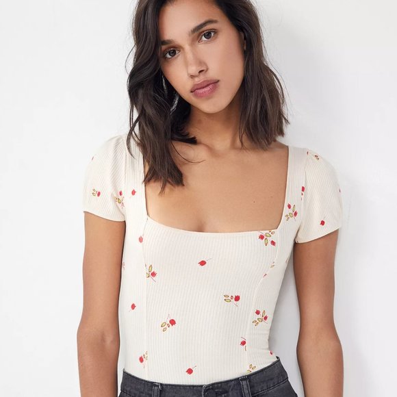Urban Outfitters Tops - UO Out From Under Gwendolyn Floral Ribbed Bodysuit